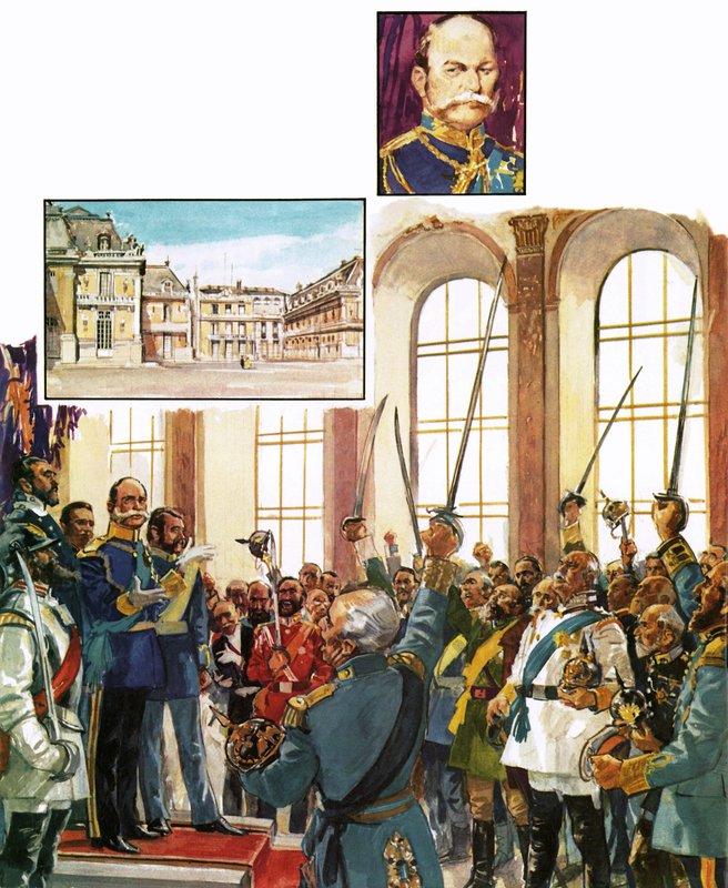 König Wilhelm von Preußen verkündet die Gründung eines vereinten Deutschen Reiches im Schloss von Versailles von English School