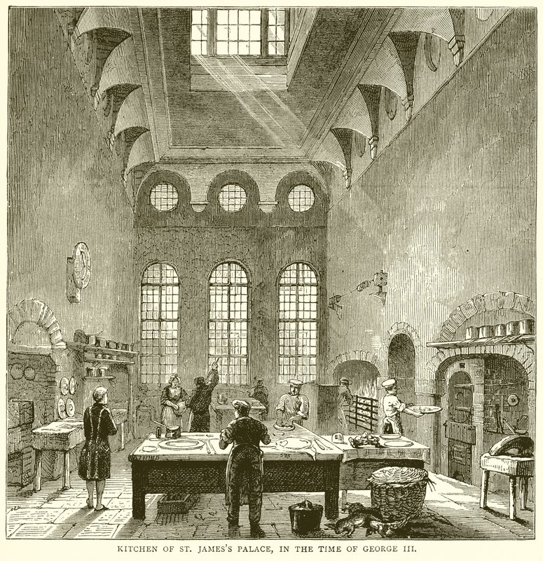 Küche des St. Jamess Palace, zur Zeit von George III von English School