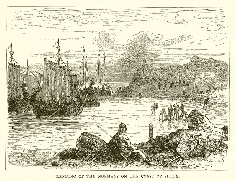 Landung der Normannen an der Küste Siziliens von English School