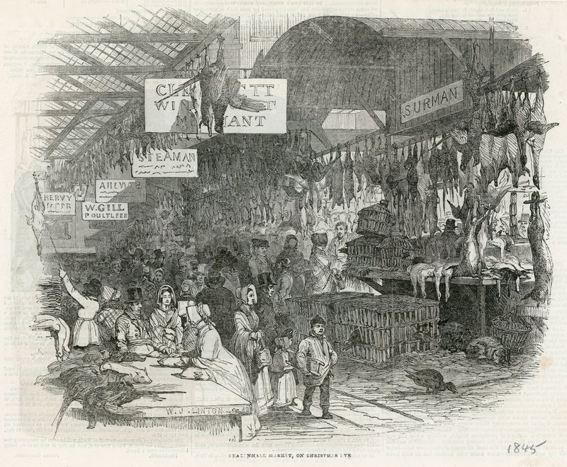 Leadenhall Market am Heiligabend, 1845 von English School