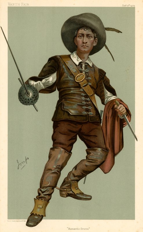Lewis Waller, Romantisches Drama, Vanity Fair Karikatur, 13. Oktober 1904 von English School