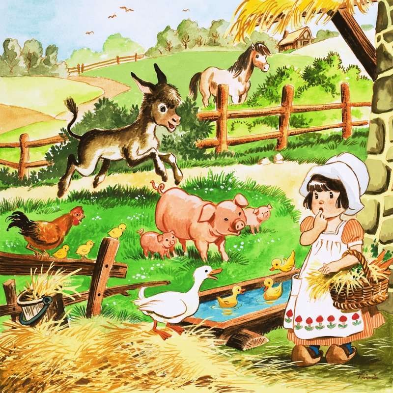 Kleines Mädchen auf dem Bauernhof von English School