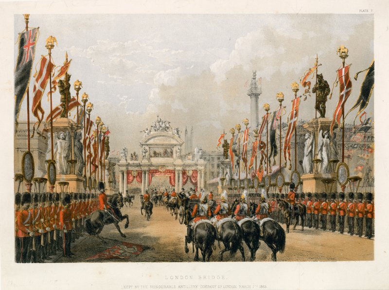 London Bridge, gehalten von der Honourable Artillery Company of London, 7. März 1863 von English School