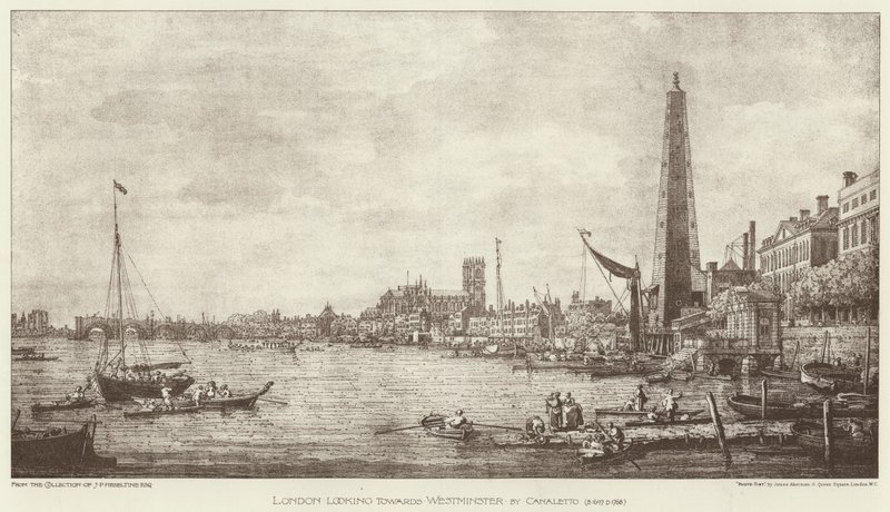London in Richtung Westminster (Lithografie) von English School
