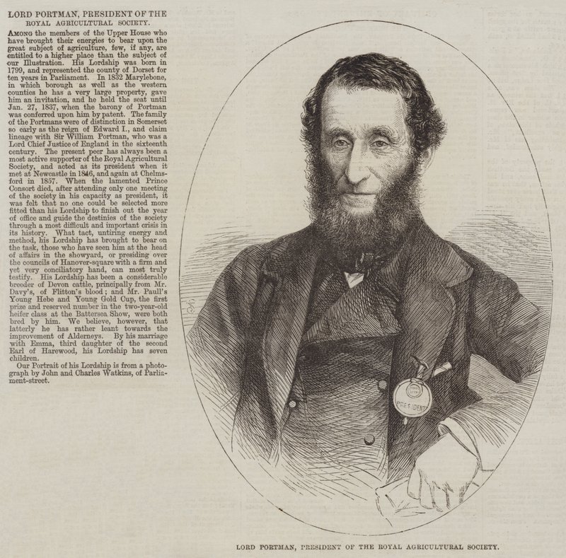 Lord Portman, Präsident der Royal Agricultural Society von English School
