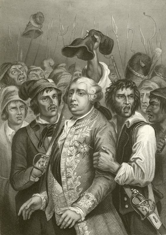 Ludwig XVI. von der Menge bedroht bei ihrem Besuch in den Tuilerien von English School