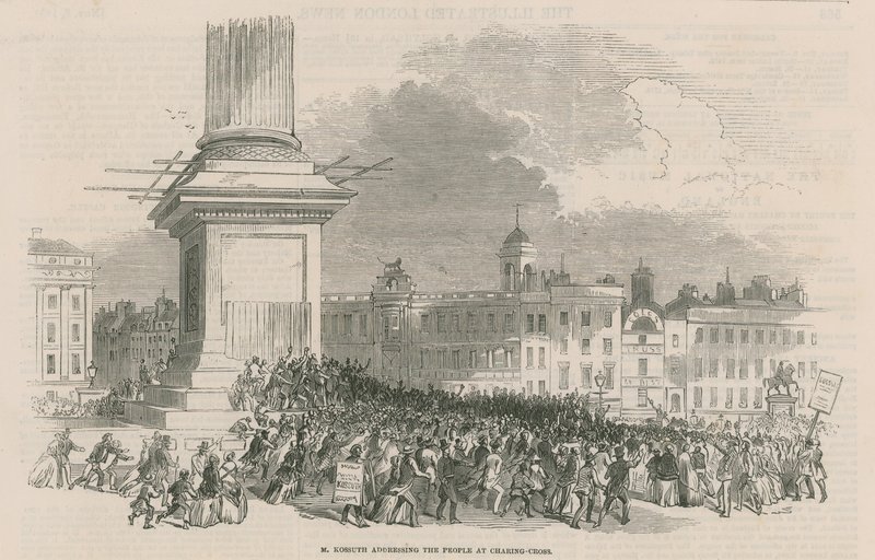 M. Kossuth spricht zu den Menschen am Charing Cross von English School
