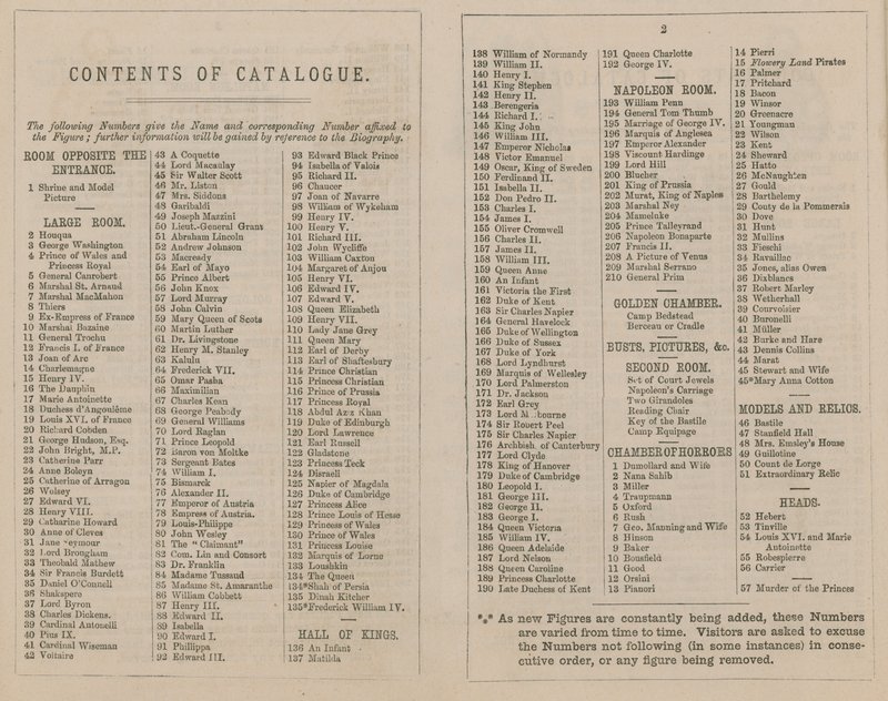 Madame Tussaud & Sons Ausstellungskatalog für 1875 von English School