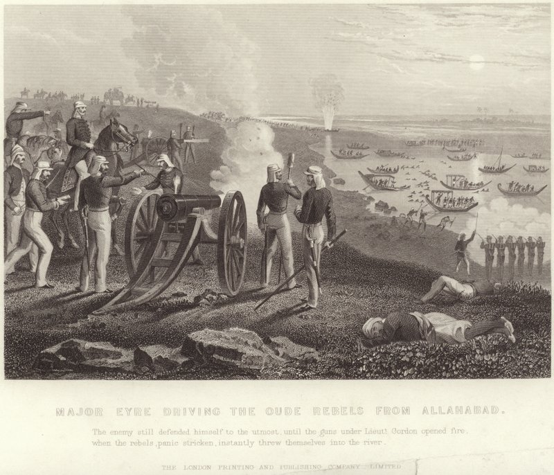 Major Eyre vertreibt die Oude-Rebellen aus Allahabrad von English School