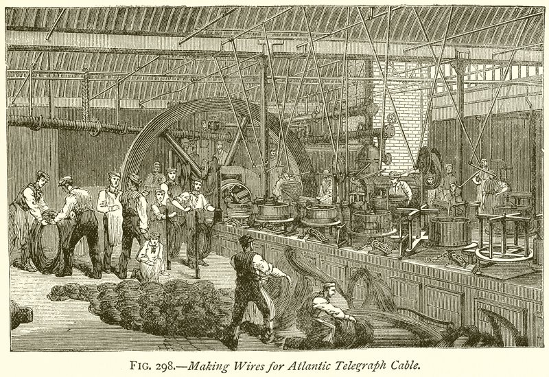 Herstellung von Drähten für das Atlantik-Telegraphenkabel von English School
