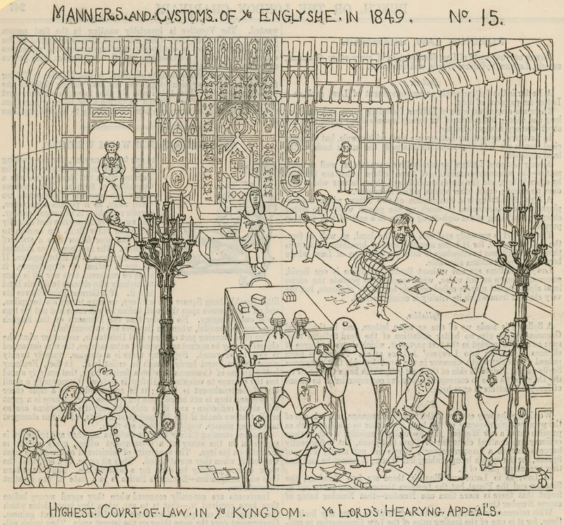 Sitten und Gebräuche der Engländer im Jahr 1849: Höchstes Gericht des Königreichs, die Lords hören Berufungen von English School