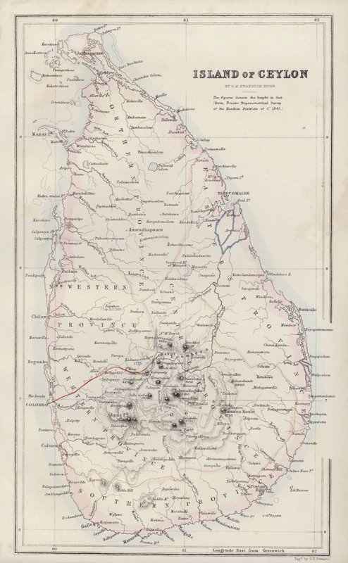 Karte: Insel Ceylon, von G H Swanston, Edinburgh von English School