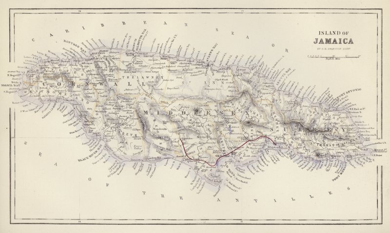 Karte: Insel Jamaika, von G H Swanston, Edinburgh von English School