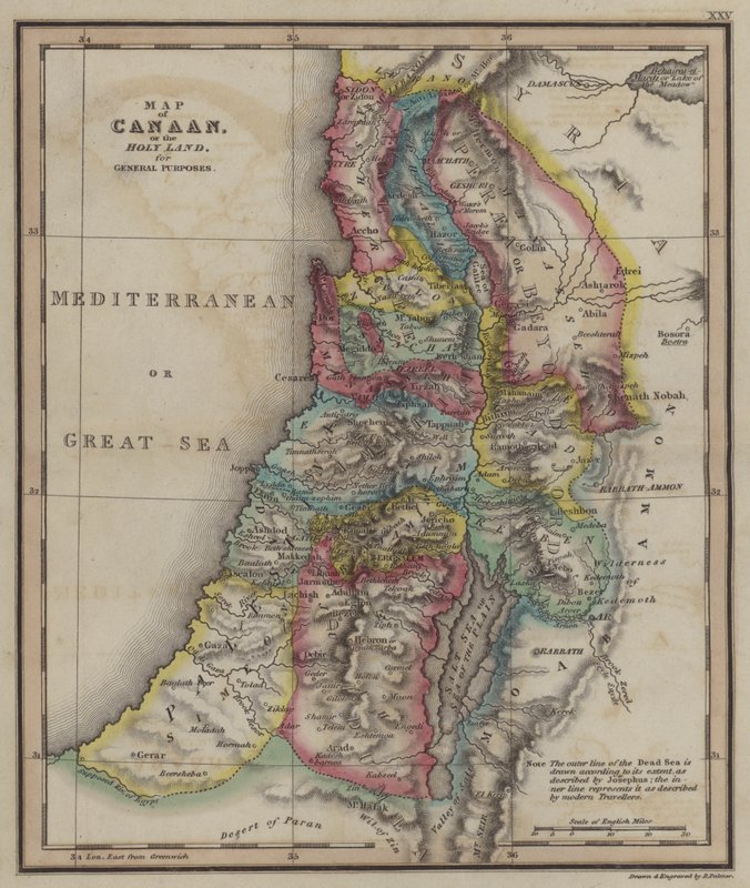 Karte von Kanaan des Heiligen Landes für allgemeine Zwecke von English School
