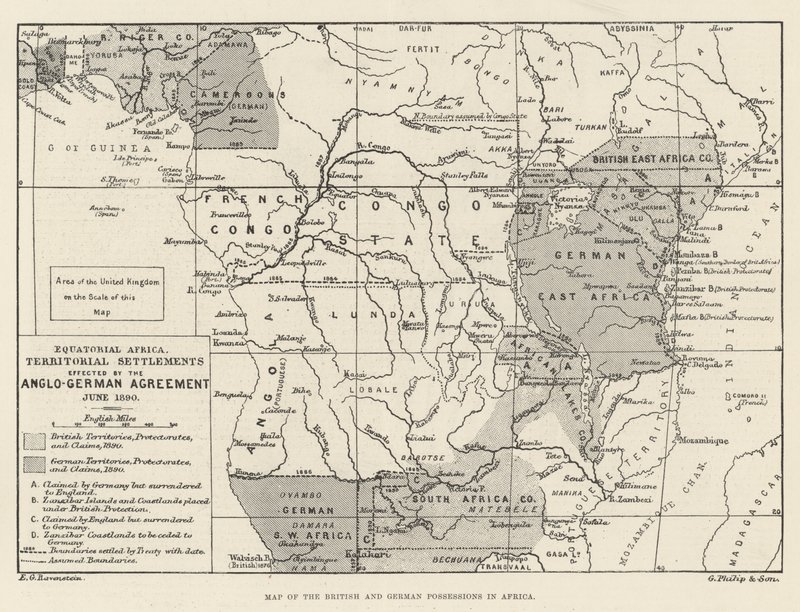 Karte der britischen und deutschen Besitzungen in Afrika von English School