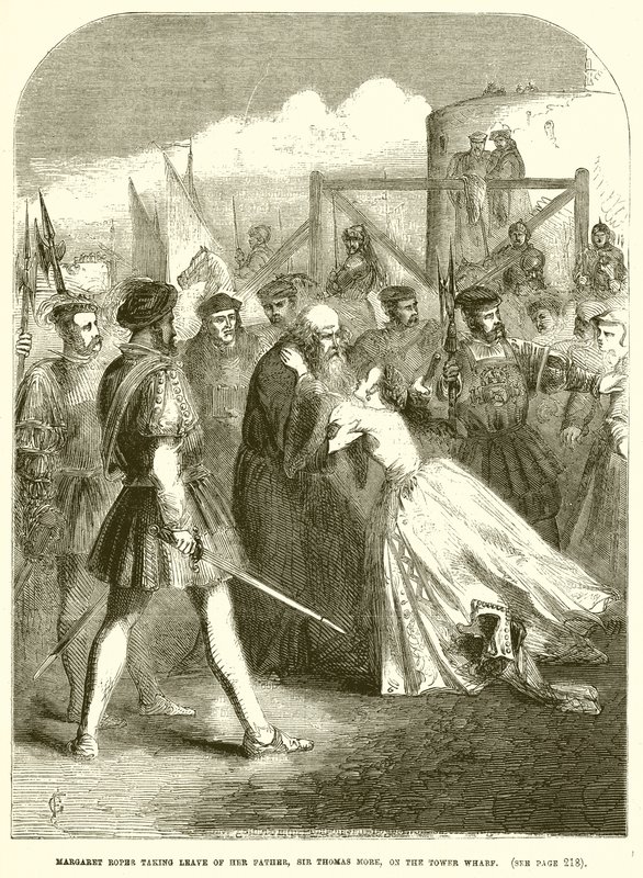 Margaret Roper verabschiedet sich von ihrem Vater, Sir Thomas More, am Tower Wharf von English School