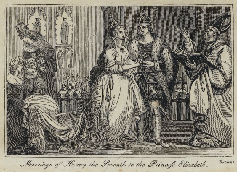 Heirat von Heinrich dem Siebten mit Prinzessin Elizabeth (Stich) von English School