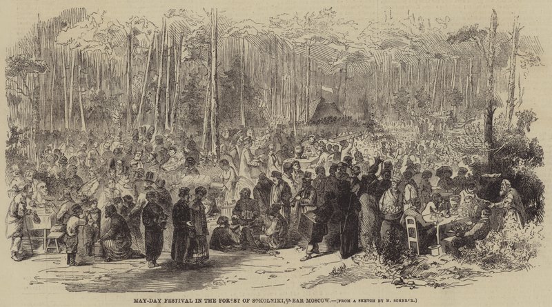 Maifest im Wald von Sokolniki, in der Nähe von Moskau von English School