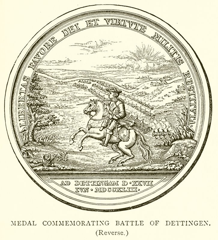 Medaille zur Erinnerung an die Schlacht bei Dettingen (Rückseite) von English School