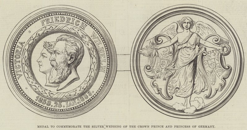 Medaille zur Erinnerung an die Silberhochzeit des Kronprinzen und der Kronprinzessin von Deutschland (Gravur) von English School