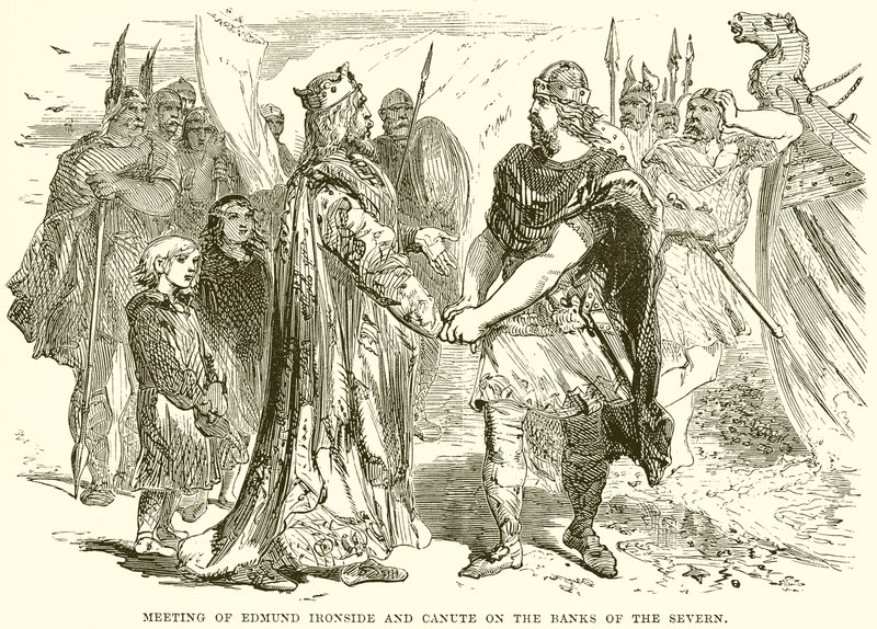 Treffen von Edmund Ironside und Canute am Ufer des Severn von English School