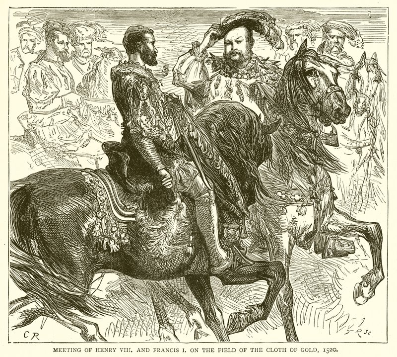 Treffen von Heinrich VIII. und Franz I. auf dem Feld des Goldenen Tuchs, 1520 von English School