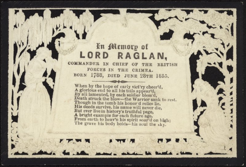 Gedenkkarte zum Andenken an Lord Raglan von English School