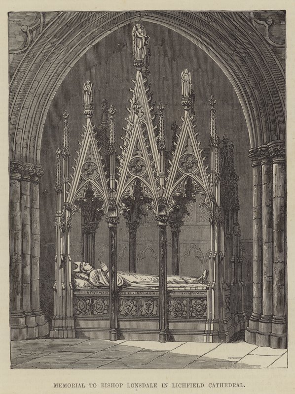 Denkmal für Bischof Lonsdale in der Kathedrale von Lichfield (Stich) von English School