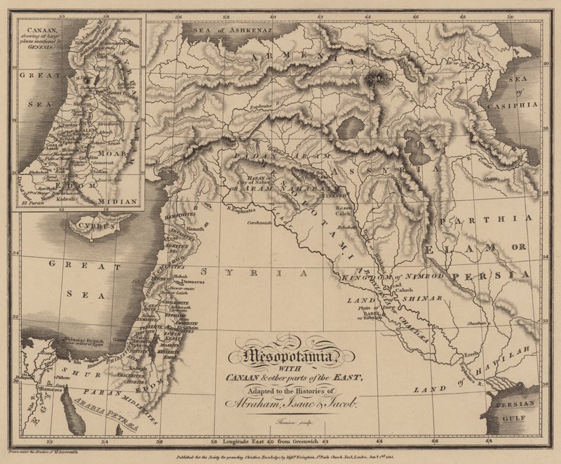 Mesopotamien mit Kanaan und anderen Teilen des Ostens, angepasst an die Geschichten von Abraham, Isaak und Jakob von English School