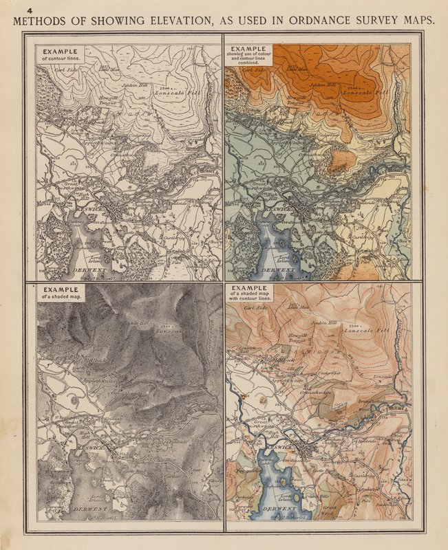 Methoden zur Darstellung von Höhen, wie sie in Ordnance Survey Maps verwendet werden von English School