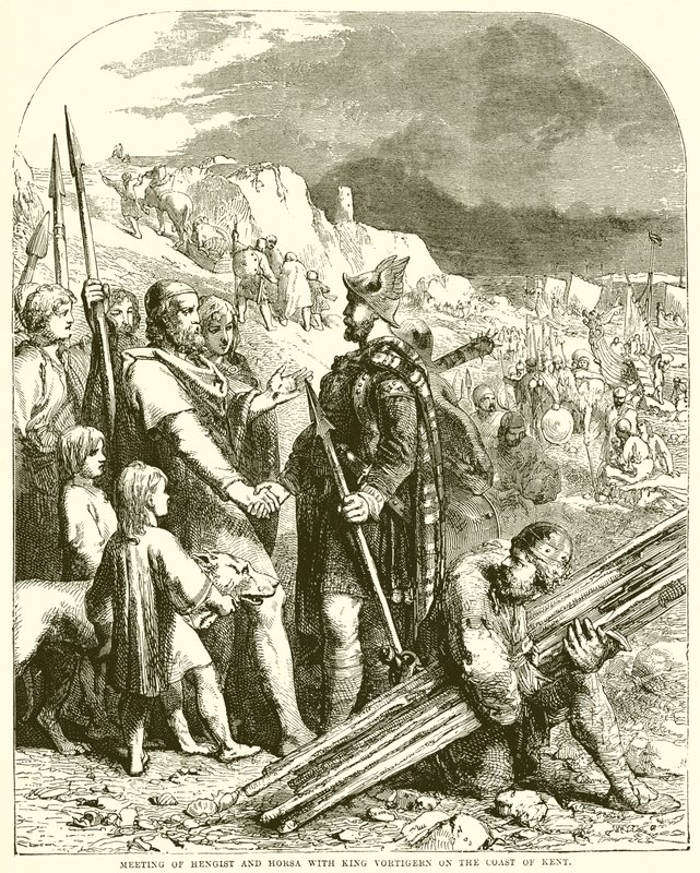 Treffen von Hengist und Horsa mit König Vortigern an der Küste von Kent von English School