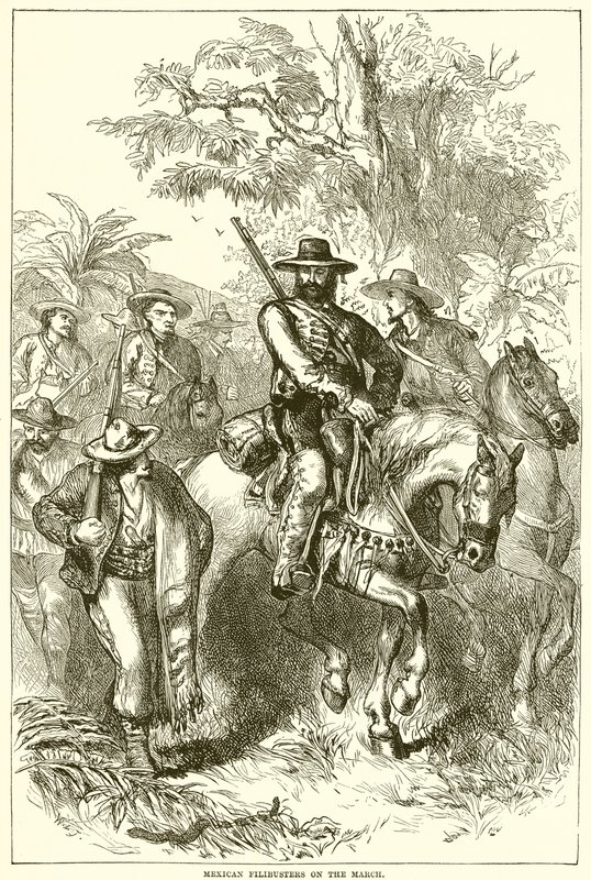 Mexikanische Filibuster auf dem Marsch von English School