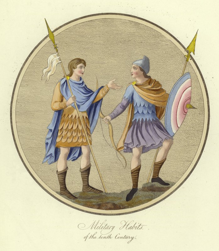 Militärische Gewänder des 9. Jahrhunderts von English School
