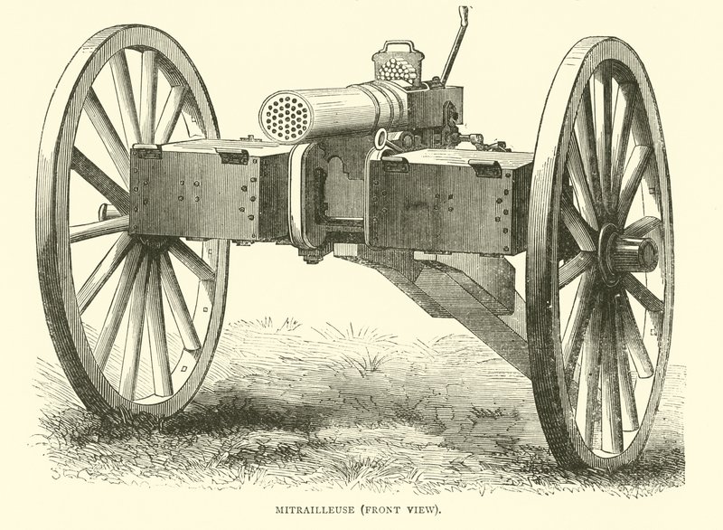 Mitrailleuse, Vorderansicht, August 1870 von English School