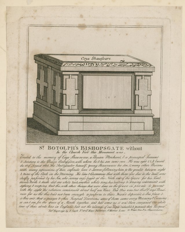 Denkmal auf dem Kirchhof von St. Botolphs, Bishopsgate von English School