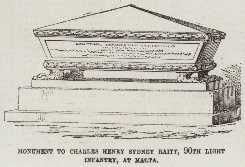 Denkmal für Charles Henry Sydney Raitt, 90. Leichte Infanterie, in Malta von English School