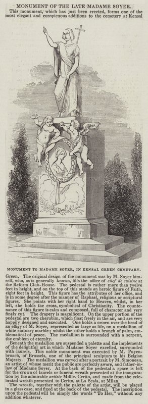 Denkmal für Madame Soyer auf dem Kensal Green Friedhof (Gravur) von English School