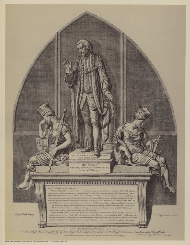 Denkmal für William Beckford, zweimal Bürgermeister von London, von John Francis Moore, Guildhall, City of London von English School
