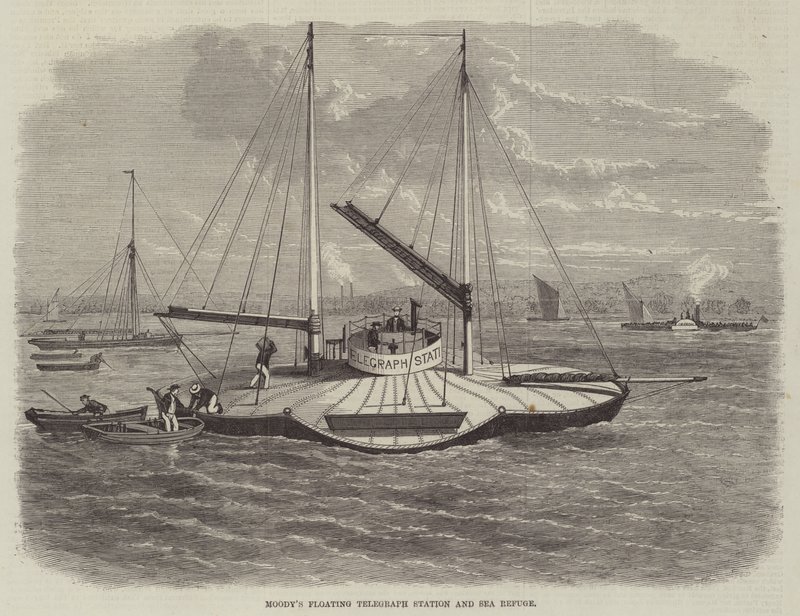 Moodys schwimmende Telegraphenstation und Seeflucht von English School