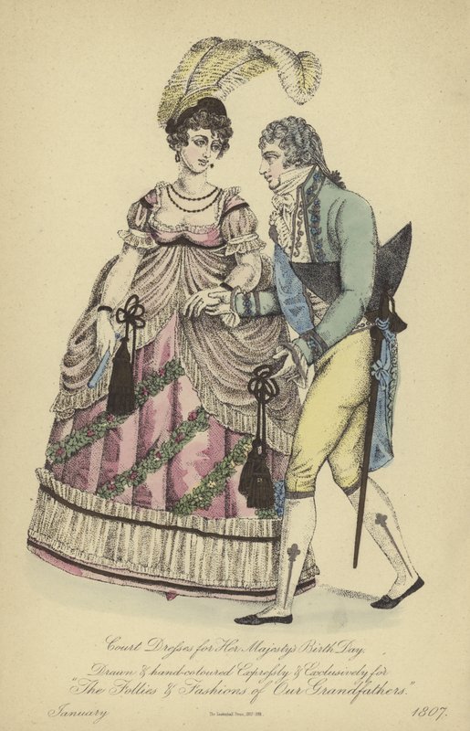 Morgenkleidung für Damen und Herren von English School