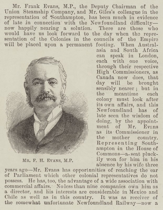 Herr F H Evans, MP von English School