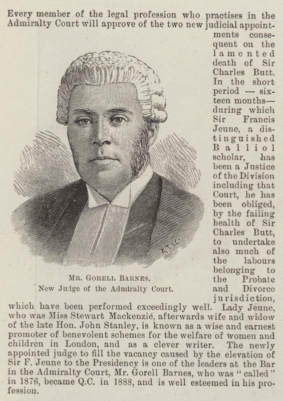 Mr. Gorell Barnes, neuer Richter des Admiralty Court (Stich) von English School