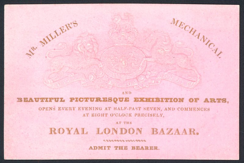 Mr Millers mechanische und schöne malerische Kunstausstellung, Visitenkarte von English School