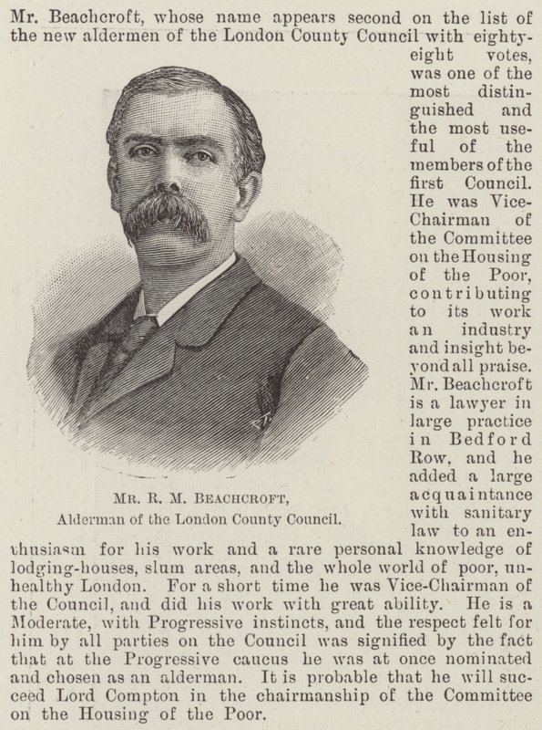 Mr. R. M. Beachcroft, Alderman des London County Council (Gravur) von English School