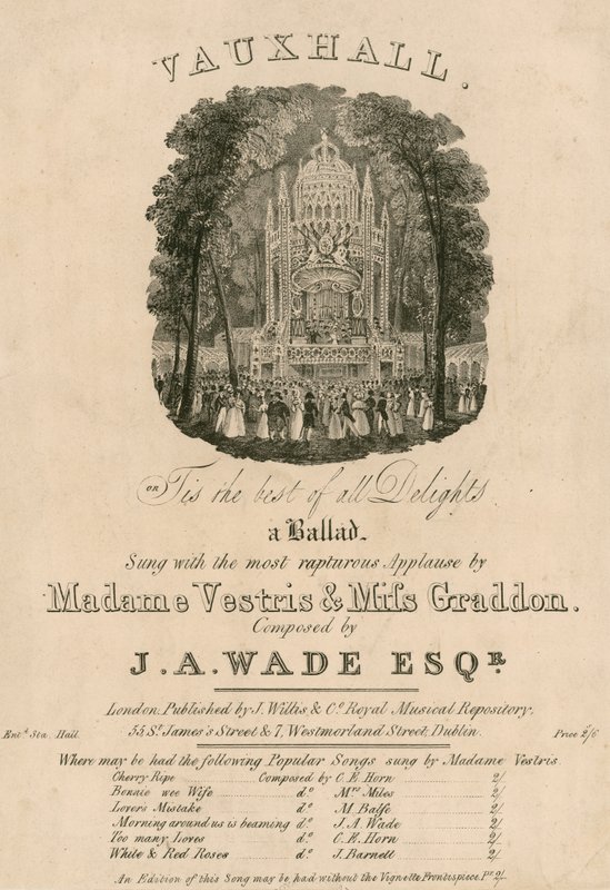 Musikpartitur: Es ist das Beste aller Freuden, gesungen von Madame Vestris und Miss Graddon, komponiert von J. A. Wade von English School