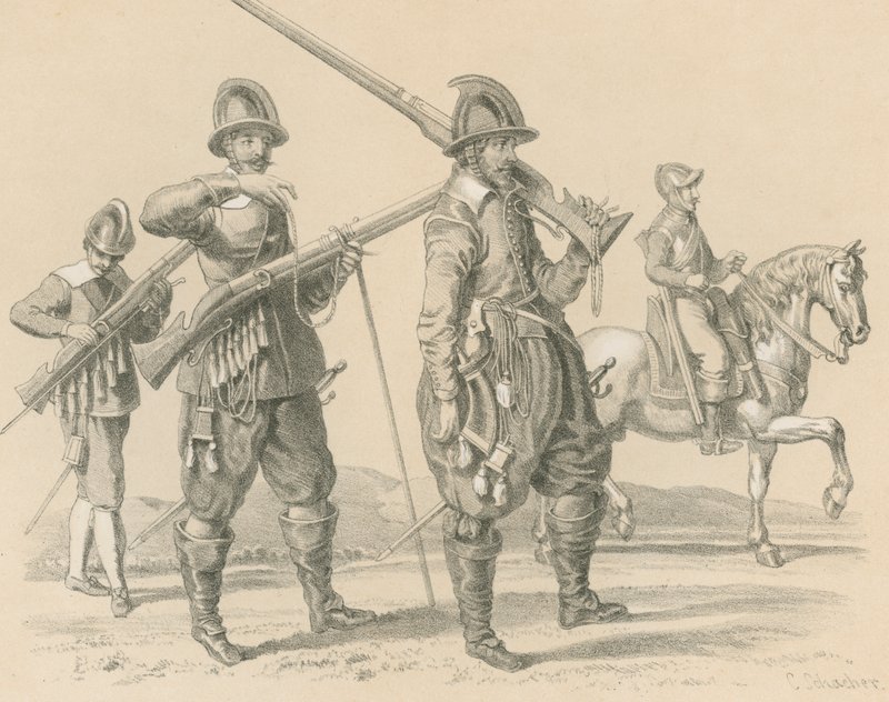Musketiere oder Füsiliere und Kavallerie, um 1650 von English School