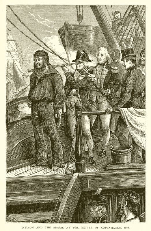 Nelson und das Signal in der Schlacht von Kopenhagen, 1801 von English School