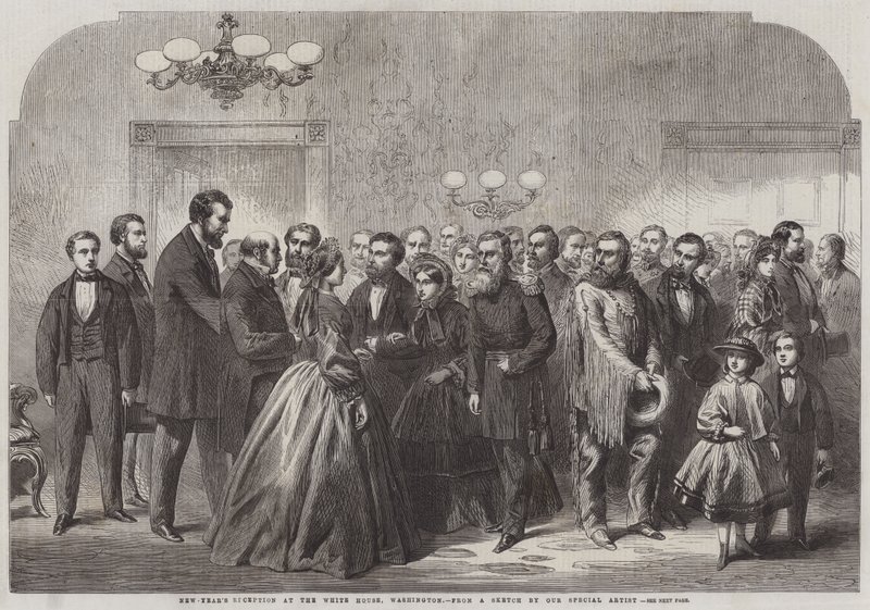 Neujahrsempfang im Weißen Haus, Washington (Stich) von English School
