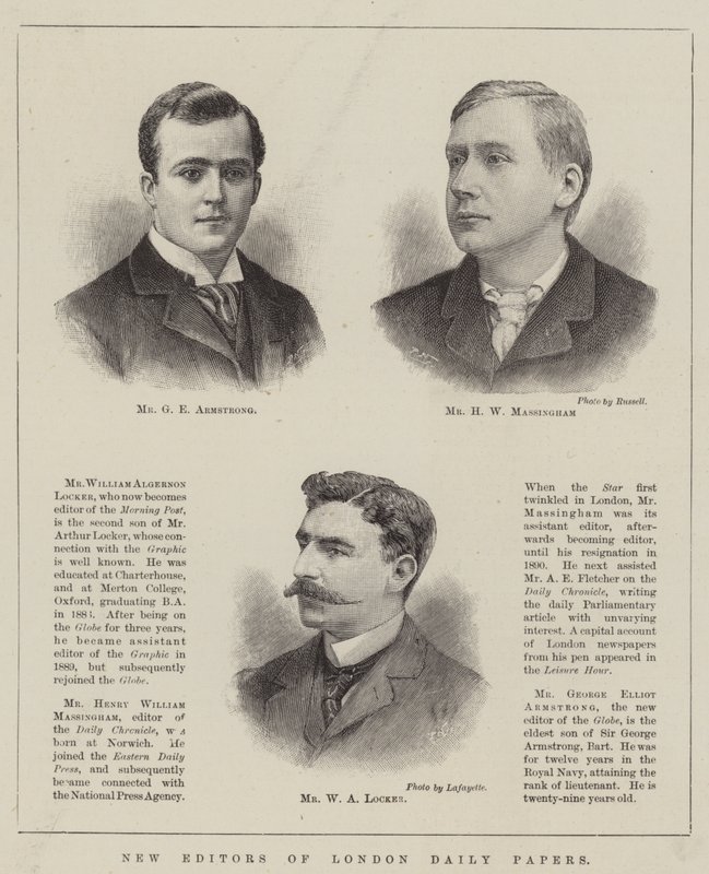 Neue Redakteure der Londoner Tageszeitungen (Gravur) von English School