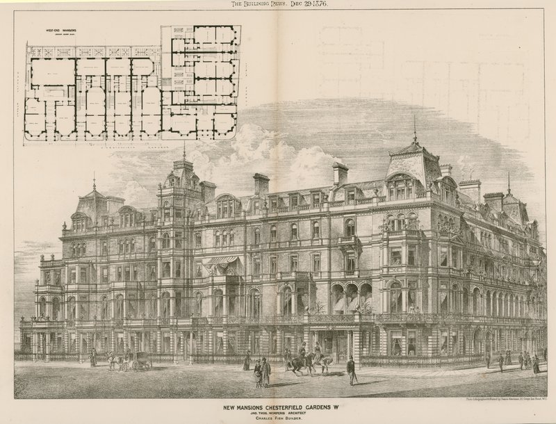 New Mansions, Chesterfield Gardens, London W, John Thomas Wimperis, Architekt von English School